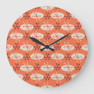 Retro Vibes: Geometrisches Burst-Muster Große Wanduhr