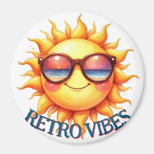 Retro Vibes Groovy 70er lächelnde Sonne mit Sonn Magnet