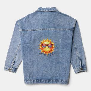 Retro Vibes Groovy 70er Smiling Sun mit Sonnenbl Jeansjacke