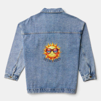 Retro Vibes | Groovy 70er Smiling Sun mit Sonnenbl Jeansjacke