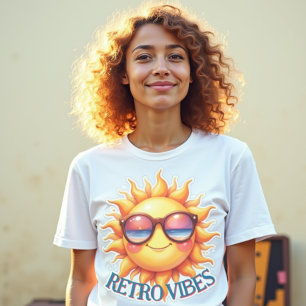 Retro Vibes Groovy 70er Smiling Sun mit Sonnenbl T-Shirt