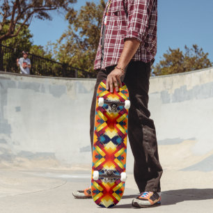 Retro-Vibes in Farbe: Stylische geometrische Forme Skateboard