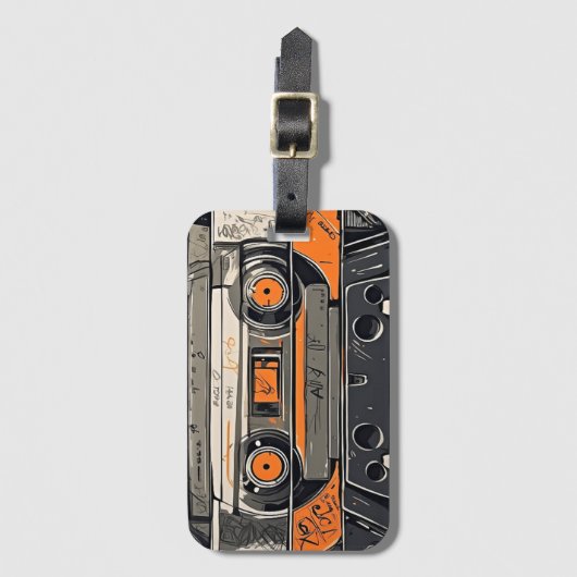 Retro Vibes - Mixtape Gepäckanhänger (Vorderseite Vertikal)