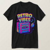 Retro Vibes Neon Cassette Player T - Shirt (Design vorne)
