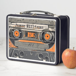 Retro Vibes: Personalisiertes handGezeichnet Kasse Metall Brotdose