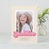 Retro Vibes (Pink) Foto Abschluss Ankündigung (Stehend Vorderseite)