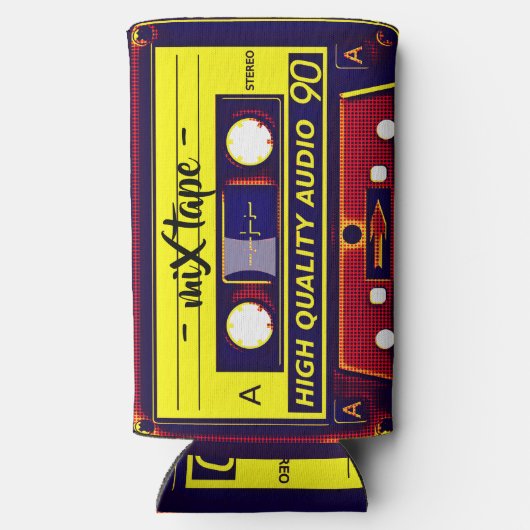 Retro Vibes: Pop Art Mix Tape Selters Dosenkühler (Rückseite)