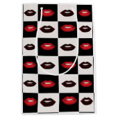 Retro Vibes Red Lips Schwarz-Weiß-Karton Mittlere Geschenktüte (Vorderseite)