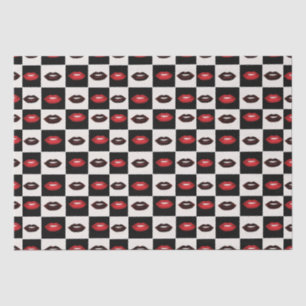 Retro Vibes Red Lips Schwarz-Weiß-Karton Seidenpapier