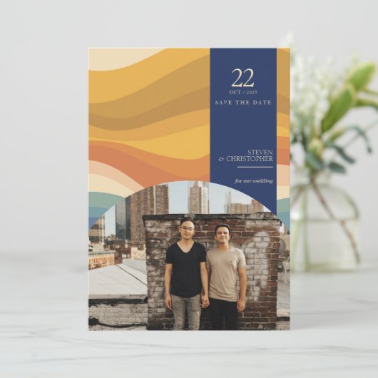 Retro Vibes Save The Date (Stehend Vorderseite)