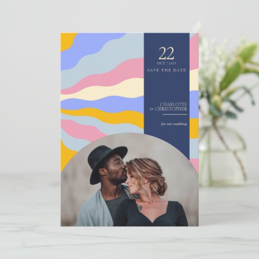 Retro Vibes Save The Date (Stehend Vorderseite)