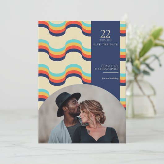 Retro Vibes Save The Date (Stehend Vorderseite)