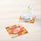 Retro Vibes Vintage Wedding Rechteckiger Pappuntersetzer (Vor Ort)