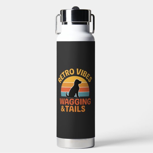 Retro Vibes, Wedelnd & Schwänze Trinkflasche (Vorderseite)