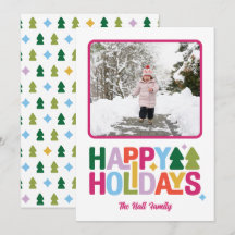 Retro-Vibes-Weihnachtskarte in Mehrfarben