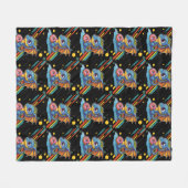 Retro Vibing Niedliches Drachenmuster Fleecedecke (Vorderseite (Horizontal))