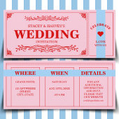 Retro Vibranly Color Block Red Pink Blue Ästhetik Einladung