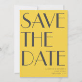 Retro Vibranly Gelb Art Deco Editorial Chic Foto Save The Date (Vorderseite)