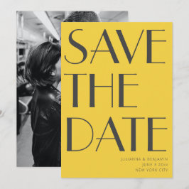 Retro Vibranly Gelb Art Deco Editorial Chic Foto Save The Date