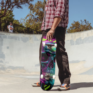 Retro-vibranter Totenkopf Skateboard