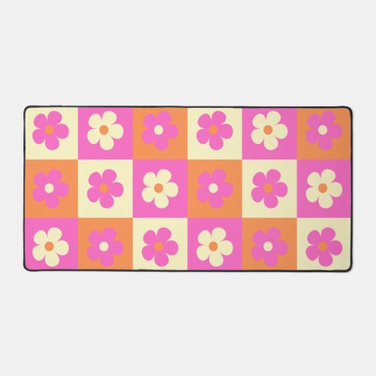 Retro Vibrany BOHO Blumenmuster Schreibtischunterlage (Vorderseite)