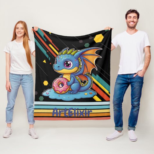 Retro Vibration Niedlich Dragon Print Fleecedecke (Beispiel)