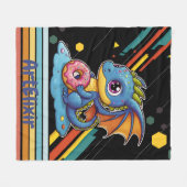 Retro Vibration Niedlich Dragon Print Fleecedecke (Vorderseite (Horizontal))