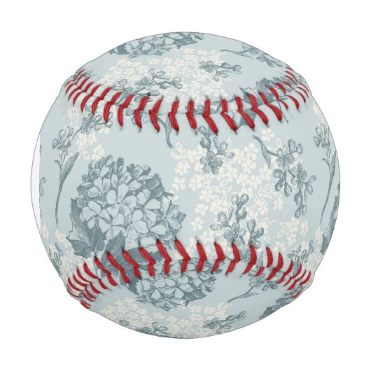 Retro-viburnäre Monogramm-Blume Baseball (Vorderseite)