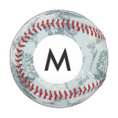 Retro-viburnäre Monogramm-Blume Baseball (Vorderseite Links)