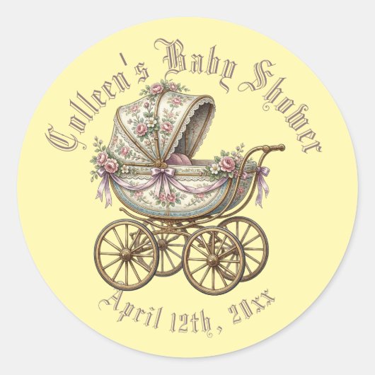 Retro-victorianischer Kinderwagen  Runder Aufkleber (Vorderseite)