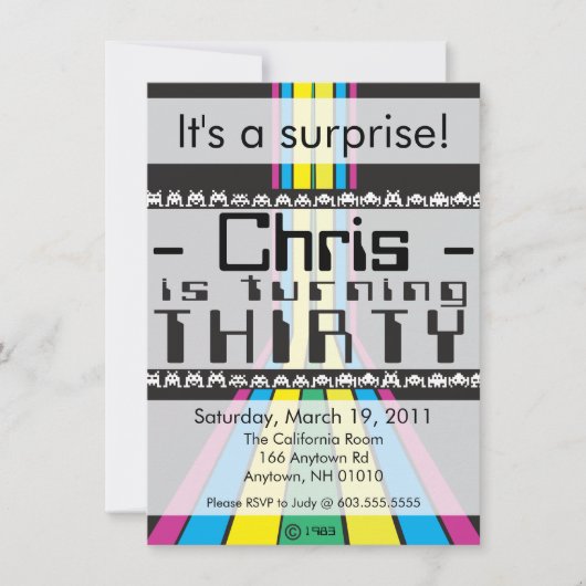 Retro Video Game 30. Geburtstag Einladung (Vorderseite)