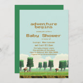 Retro Video Game Adventure Begins Baby Boy Shower Einladung (Vorne/Hinten)
