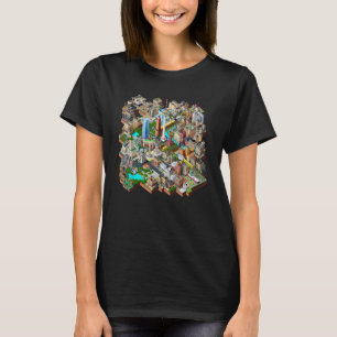Retro Video Game City Gebäude Kartenspiel der Berl T-Shirt