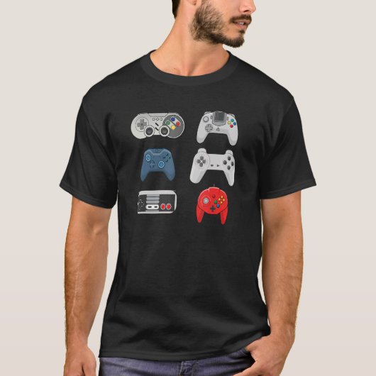 Retro Video Game Controller Collection Gaming T-Shirt (Vorderseite)