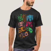 Retro Video Game Controller Gaming Splash T-Shirt (Vorderseite)