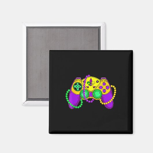 Retro Video Game Controller Hat Mardi Gras Gaming Magnet (Vorderseite/Rückseite)