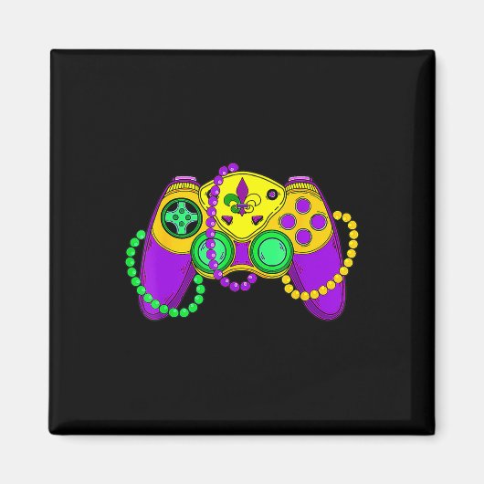 Retro Video Game Controller Hat Mardi Gras Gaming Magnet (Vorne)