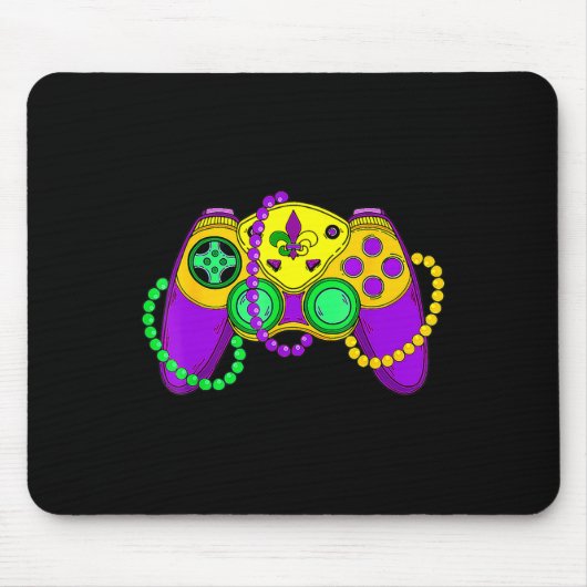 Retro Video Game Controller Hat Mardi Gras Gaming Mousepad (Vorne)