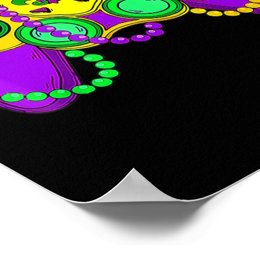 Retro Video Game Controller Hat Mardi Gras Gaming Poster (Ecke)