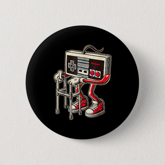 Retro Video Game Controller With Walker Funny Game Button (Vorderseite)