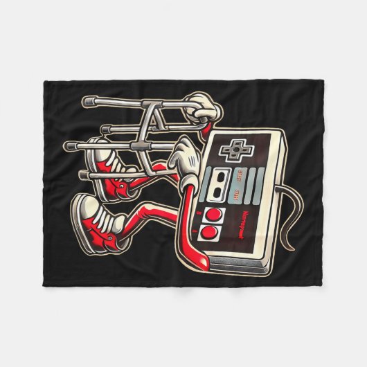 Retro Video Game Controller With Walker Funny Game Fleecedecke (Vorderseite (Horizontal))