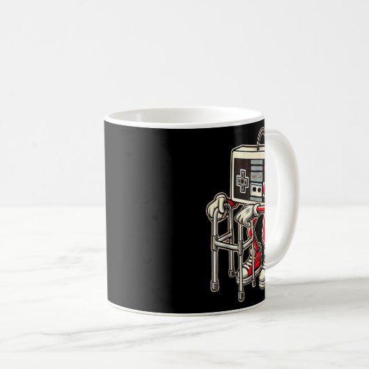 Retro Video Game Controller With Walker Funny Game Kaffeetasse (VorderseiteRechts)