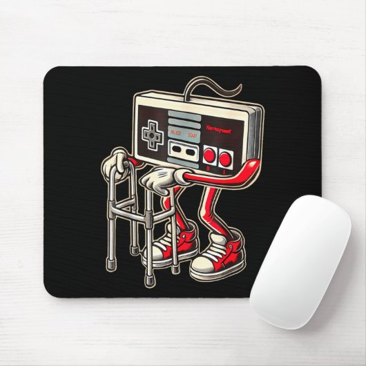 Retro Video Game Controller With Walker Funny Game Mousepad (Mit Mouse)