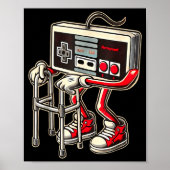 Retro Video Game Controller With Walker Funny Game Poster (Vorne)