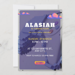 Retro Video Game Geburtstagsparty Einladung Gaming