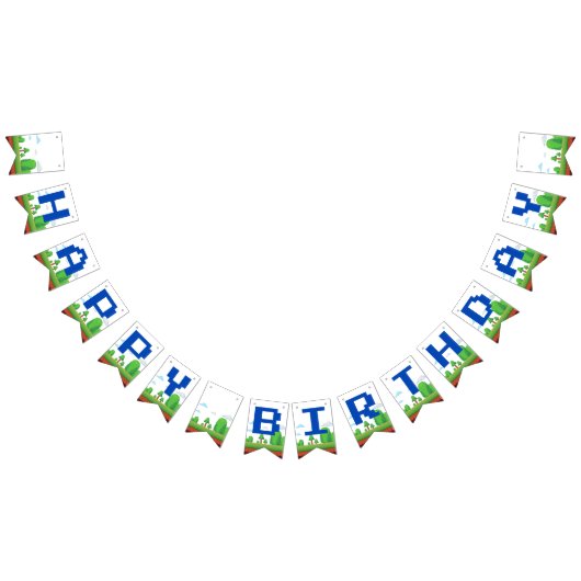 Retro Video Game Happy Birthday Wimpelkette (Alle)