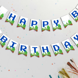 Retro Video Game Happy Birthday Wimpelkette