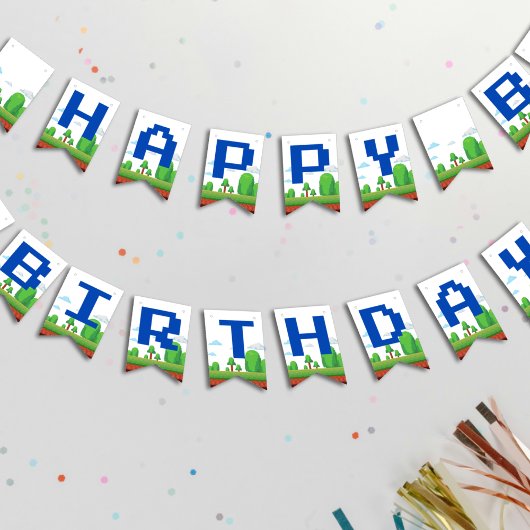 Retro Video Game Happy Birthday Wimpelkette