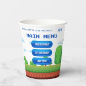 Retro Video Game Menu 1. Geburtstag Party Pappbecher (Vorderseite)