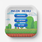 Retro Video Game Menu 1. Geburtstag Party Pappteller (Vorderseite)